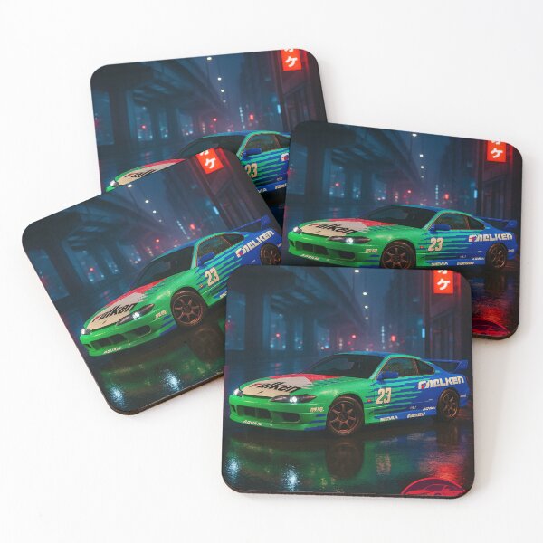 Item preview, Falken Silvia S15 – Iconic Drift Livery JDM Night Art Print designed and sold by leen12 Art Designs Prints.