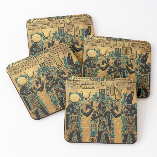 Item preview, Pharaoh Consecrated by Horus and Ibis | Egyptian Revival Art Deco Nouveau | Luxury Gallery Art Print designed and sold by Vintage Poster Gallery.