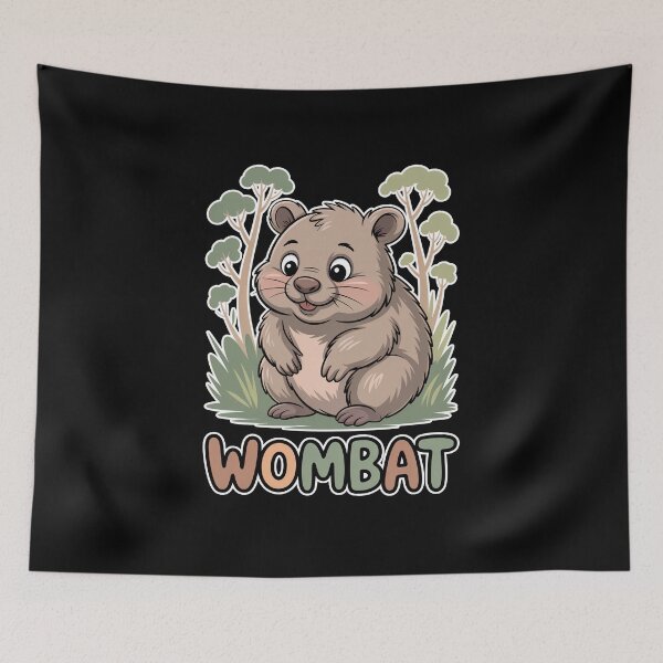 Item preview, Cute Chubby Wombat Cartoon Forest Friend designed and sold by RedCircleArt.