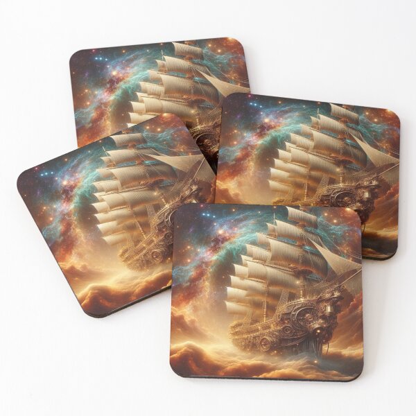 Item preview, Steampunk Starship Voyage – golden sails, cosmic clouds & poetic dreams across the galaxy designed and sold by FotoworldEdel.