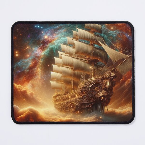 Item preview, Steampunk Starship Voyage – golden sails, cosmic clouds & poetic dreams across the galaxy designed and sold by FotoworldEdel.