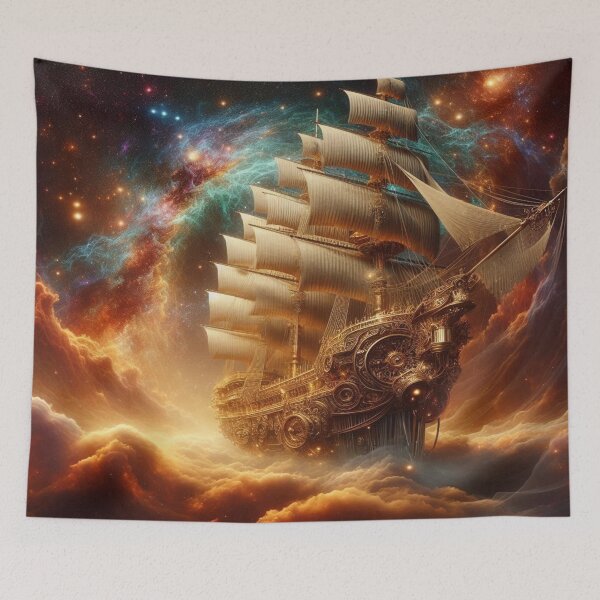 Item preview, Steampunk Starship Voyage – golden sails, cosmic clouds & poetic dreams across the galaxy designed and sold by FotoworldEdel.