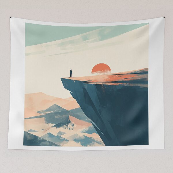 Item preview, Lone Figure on Cliff Sunrise designed and sold by Christian Weiss.