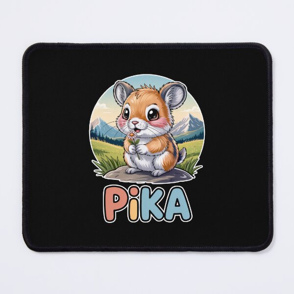 Item preview, Cute Mountain Pika Holding Daisy Illustration designed and sold by RedCircleArt.