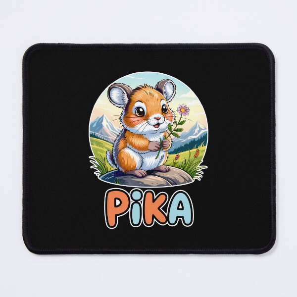 Item preview, Cute Mountain Pika Holding Daisy Illustration designed and sold by RedCircleArt.