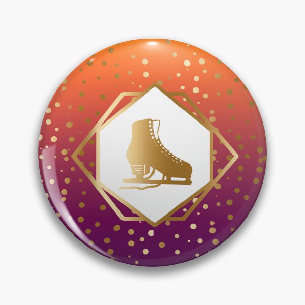 Item preview,  Gold Figure Skate with Gold Dots on Orange to Purple Gradient designed and sold by PD-Skating.