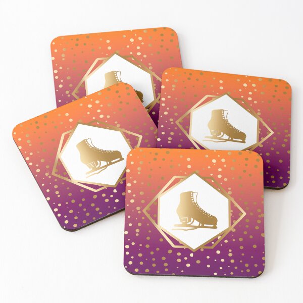 Item preview,  Gold Figure Skate with Gold Dots on Orange to Purple Gradient designed and sold by Purposely Designed.