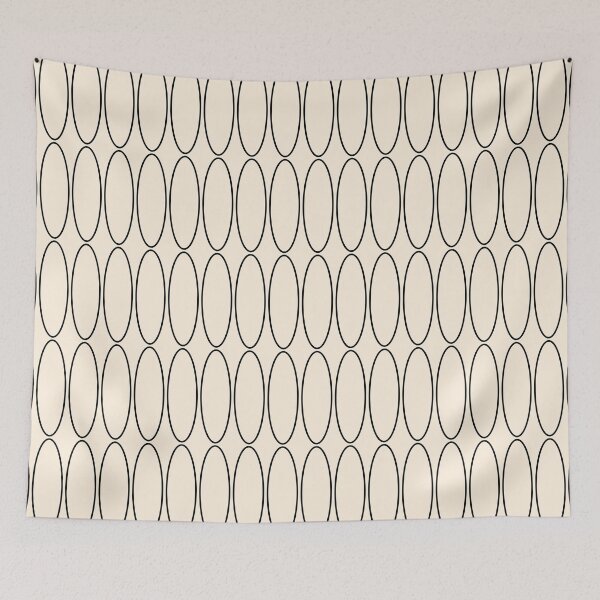 Item preview, Mid Century Modern Minimalist Geometric Ovalia Pattern in Black and Almond Cream designed and sold by kierkegaard.