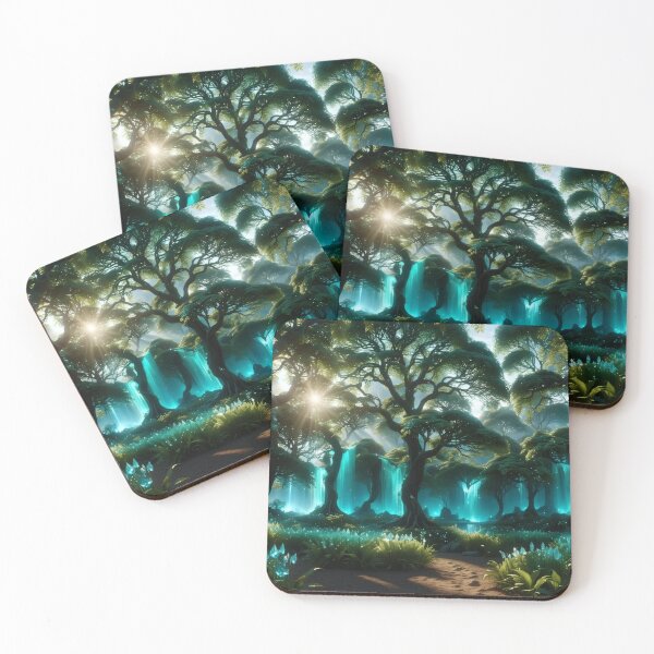 Item preview, Elven Crystal Forest – Magical High Fantasy Landscape Art designed and sold by Visualynx.
