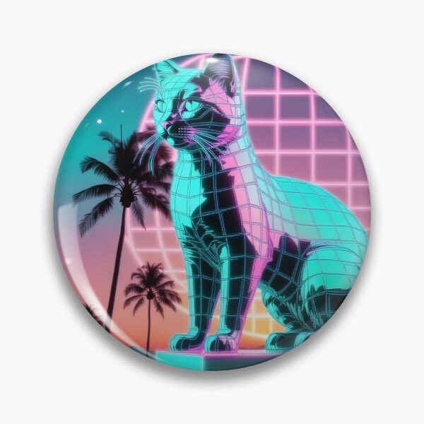Item preview, Vaporwave Cat Statue – Neon Retro Synthwave Artwork designed and sold by Visualynx.