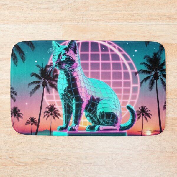 Item preview, Vaporwave Cat Statue – Neon Retro Synthwave Artwork designed and sold by Visualynx.