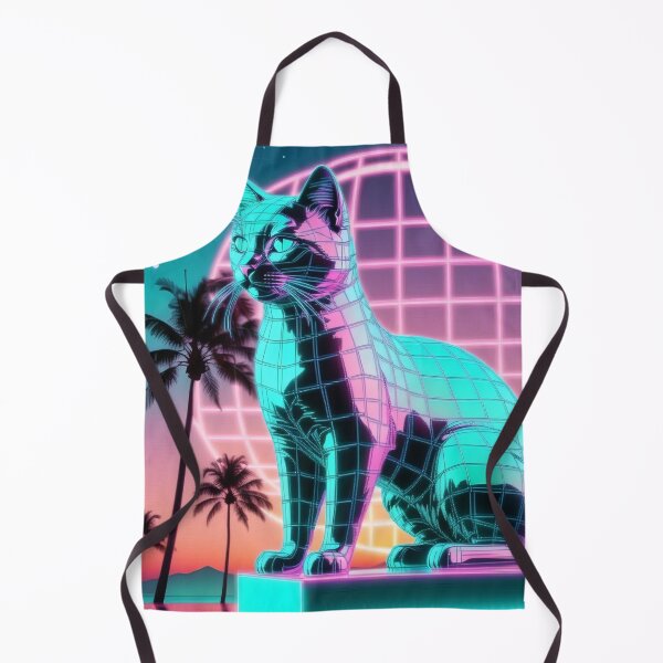 Item preview, Vaporwave Cat Statue – Neon Retro Synthwave Artwork designed and sold by Visualynx.