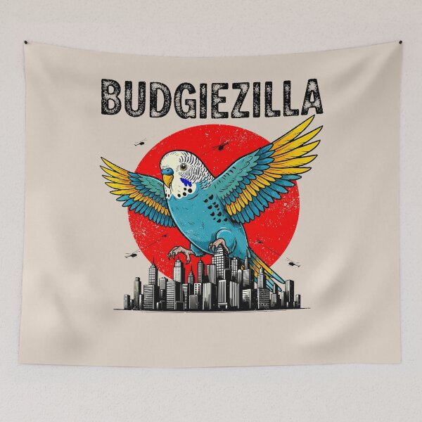 Item preview, Budgiezilla | Funny Budgie Parakeet Giant Monster Bird Shirt designed and sold by The Loved Label.