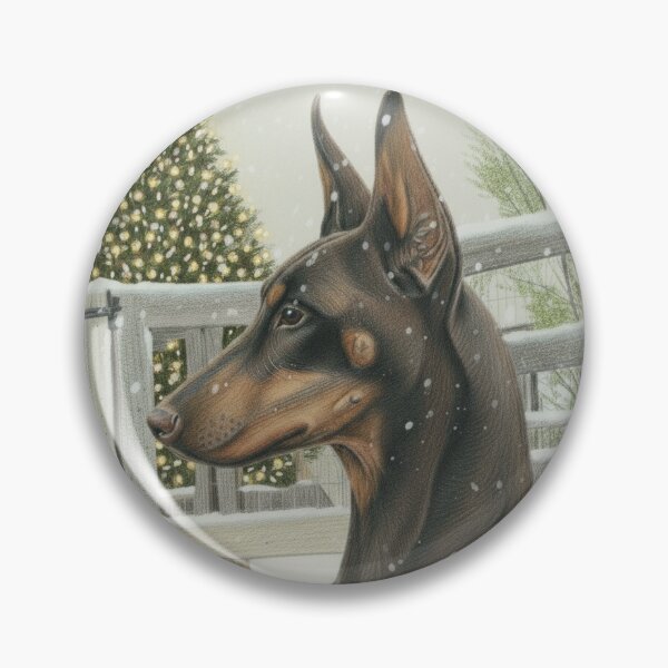 Item preview, Christmas Card - Red Doberman with Lit Tree designed and sold by BitchcraftandCo.