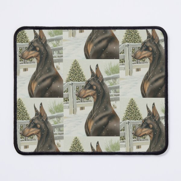 Item preview, Christmas Card - Red Doberman with Lit Tree designed and sold by BitchcraftandCo.