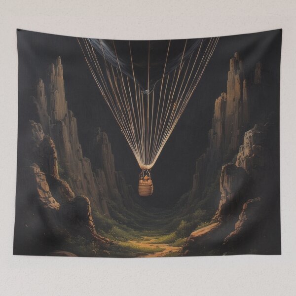 Item preview, A heart-shaped balloon floats over a mystical landscape. designed and sold by Mianku | Für das Leben.