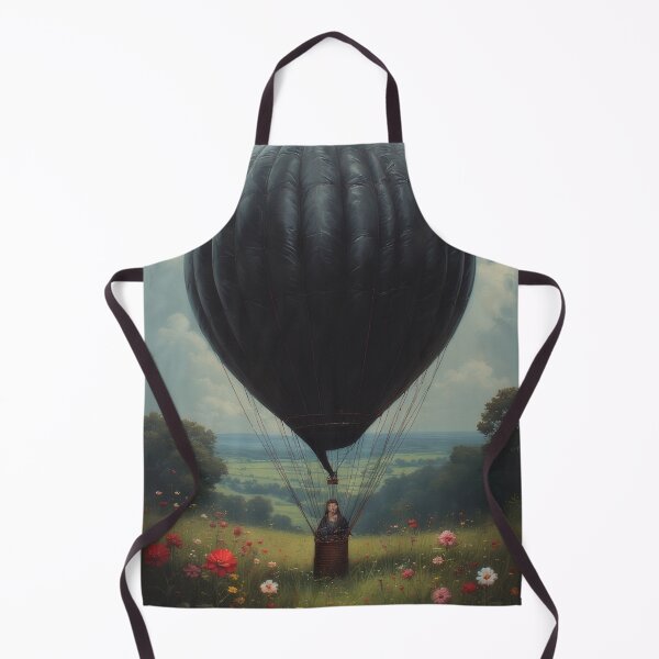 Item preview, Black hot air balloon over a flower meadow designed and sold by Mianku | Für das Leben.
