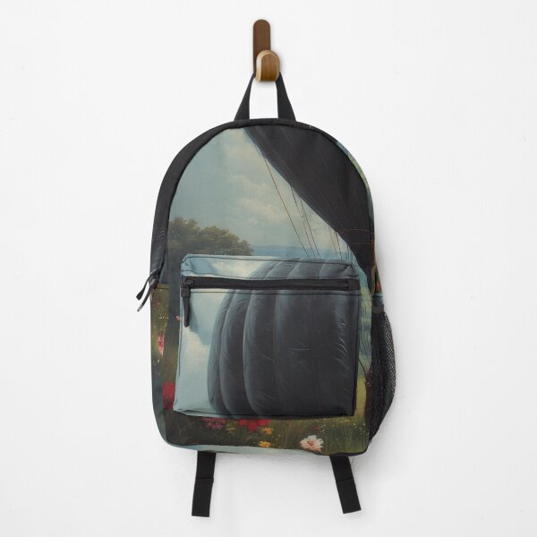 Item preview, Black hot air balloon over a flower meadow designed and sold by Mianku | Für das Leben.
