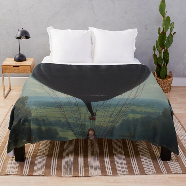 Item preview, Black hot air balloon over a flower meadow designed and sold by Mianku | Für das Leben.