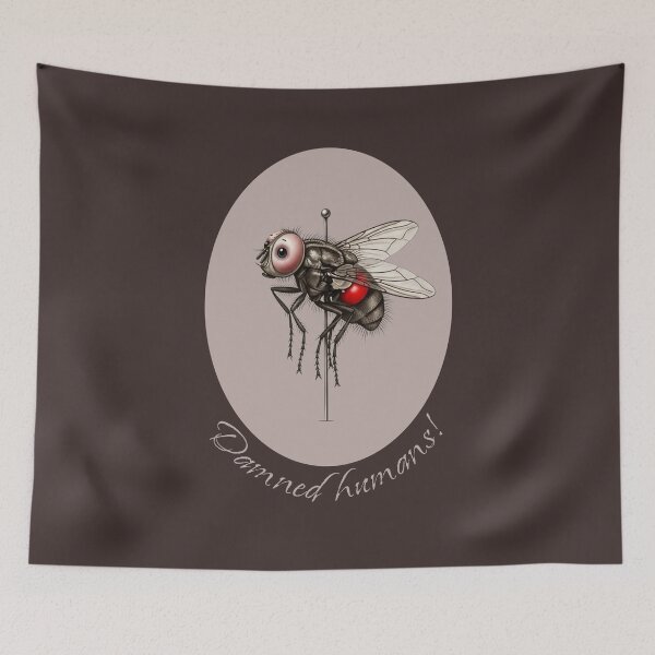 Item preview, Damned Humans! - Fly Pole Dancer Humorous Tattoo Art designed and sold by KiwiRider.