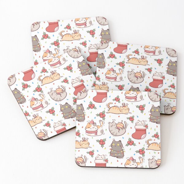 Item preview, Kawaii kitten Christmas pattern designed and sold by Aakanksha97.