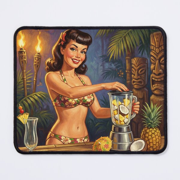 Item preview, "PIÑA COLADA – PARADISE IN A GLASS!" Vintage 1950s Tiki Bikini Girl Poster designed and sold by Cozy-Old-Pub.