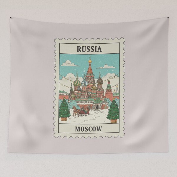 Item preview, Vintage Whimsical Moscow Christmas Stamp designed and sold by allaboutstamps.