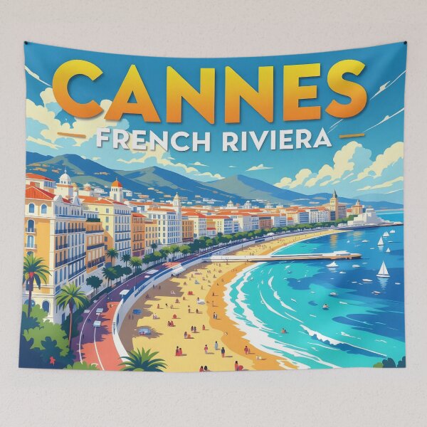 Item preview, Cannes, France: Vintage-Style Painterly Travel Poster designed and sold by LSVart.