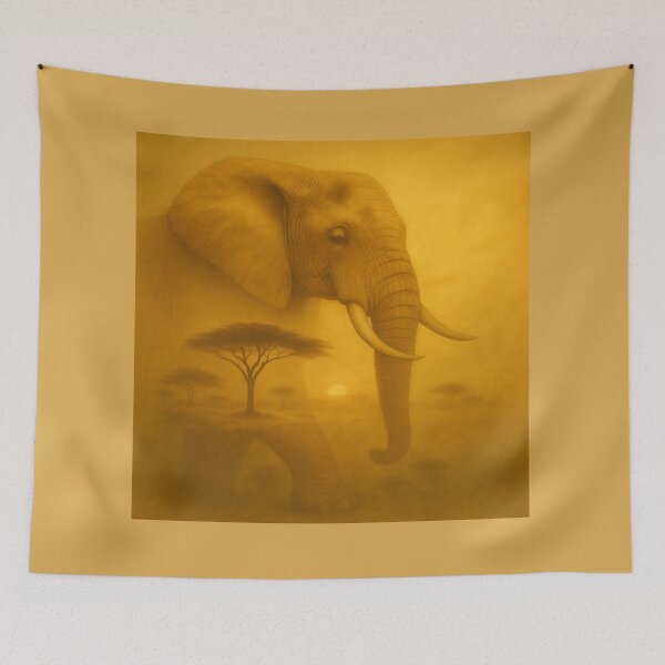 Item preview, Elephant of Dawn – Golden Savannah Spirit | GeoWild Designs designed and sold by GeoWild Designs.