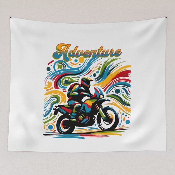 Item preview, Adventure Motorcycle Rider – Abstract Colourful ADV Art designed and sold by Speeddust.