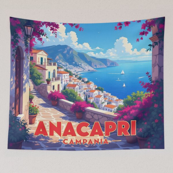 Item preview, Anacapri, Capri, Italy: Vintage-Style Painterly Travel Poster designed and sold by LSVart.