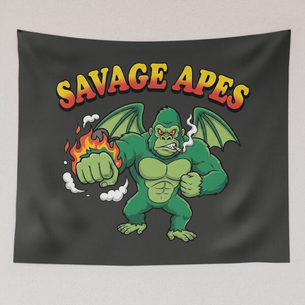 Item preview, Savage Apes - Green Gorilla with Wings and Fire Punch designed and sold by AwesomeBeyondLimits.