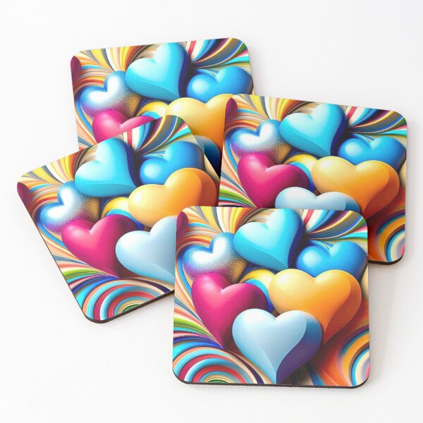 Item preview, 3D Colorful Hearts Design – Vibrant Romantic Graphic for Apparel & Home Decor designed and sold by Compass and a Camera.