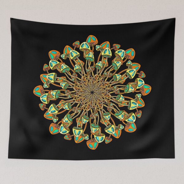 Item preview, Stained glass bottom abstract mushroom mandala designed and sold by DaveDanchuk.
