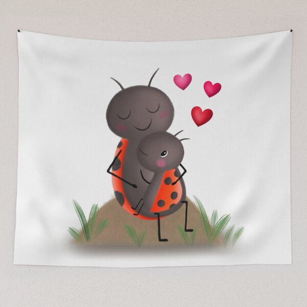 Item preview, Cute Mother & Baby Ladybugs – Sweet Love Bug Illustration designed and sold by LiudmylaMaika.