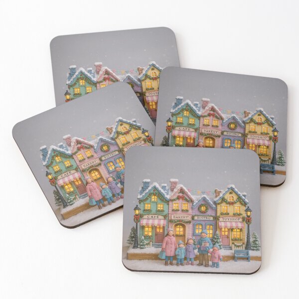 Item preview, Family Day Out in the Christmas Village | Colourful Christmas Miniature with a Happy Family designed and sold by Little-Worlds.