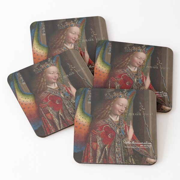 Item preview, The Annunciation (Angel) - Jan van Eyck . Museum: National Gallery of Art . Artsy journals. Art stickers . Art mugs . Art tote bags . Art inspired products . Art gifts  designed and sold by WeareSublime.