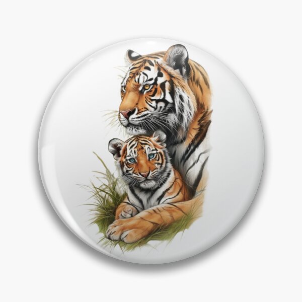 Item preview, Mother Tiger and Baby Realistic Color Illustration designed and sold by CHRIST5000.