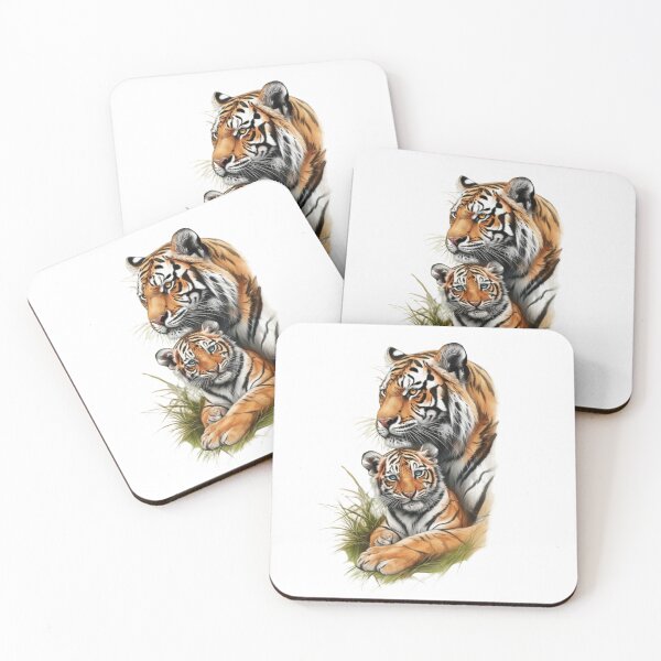 Item preview, Mother Tiger and Baby Realistic Color Illustration designed and sold by CHRIST5000.