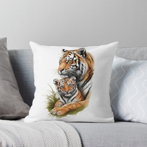 Item preview, Mother Tiger and Baby Realistic Color Illustration designed and sold by CHRIST5000.
