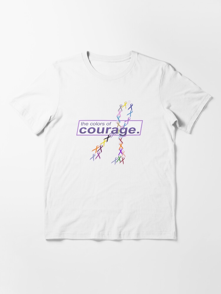 Alternate view of The Colors of Courage Cancer Awareness Ribbons Illustration Essential T-Shirt