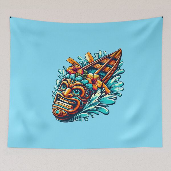 Item preview, Vibrant Tiki Mask and Outrigger Canoe designed and sold by GREENZ0NE.