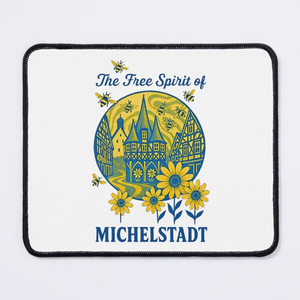 Item preview, The Free Spirit of Michelstadt – Retro Design with Town Hall, Bees & Flowers designed and sold by IsyLaneDesign.