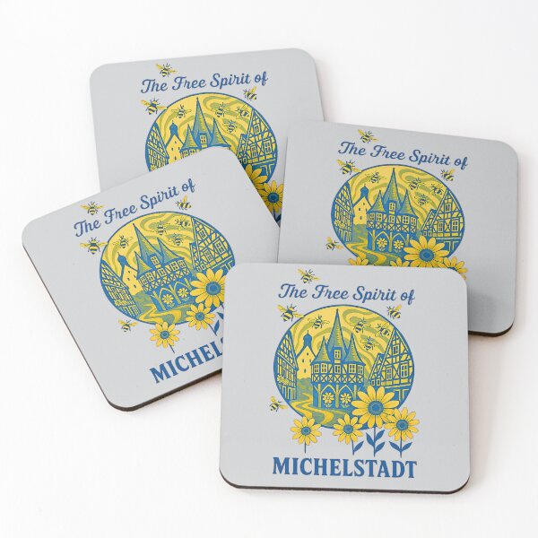 Item preview, The Free Spirit of Michelstadt – Retro Design with Town Hall, Bees & Flowers designed and sold by IsyLaneDesign.