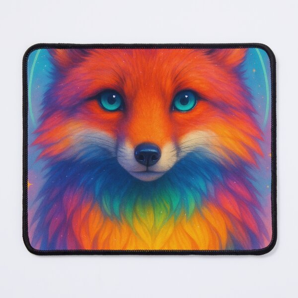 Item preview, Cosmic Rainbow Fox – Vibrant Fantasy Animal Art designed and sold by GoldenDreamGallery.