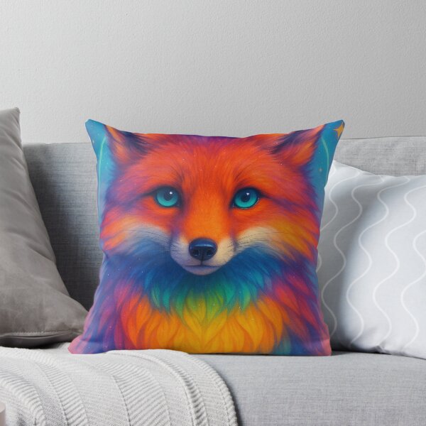 Item preview, Cosmic Rainbow Fox – Vibrant Fantasy Animal Art designed and sold by GoldenDreamGallery.