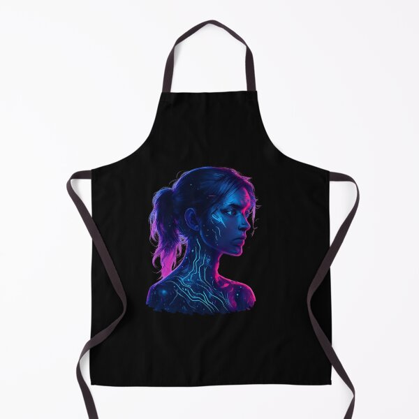 Item preview, Neon Circuit Soul – Cyberpunk Woman with Glowing Tech Tattoos Portrait designed and sold by AddictiveDesign.