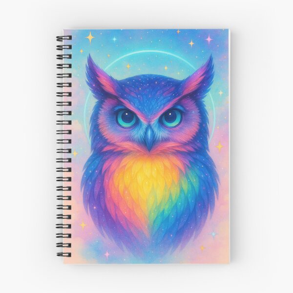 Item preview, Cosmic Rainbow Owl – Colorful Fantasy Owl Art – Vibrant Galaxy Bird Illustration designed and sold by GoldenDreamGallery.