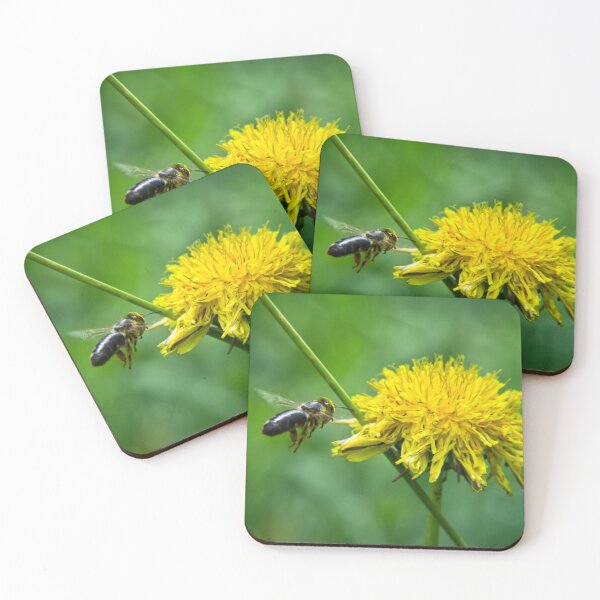 Item preview, Bee Pollinating Yellow Dandelion Flower designed and sold by CarabaMaryus.
