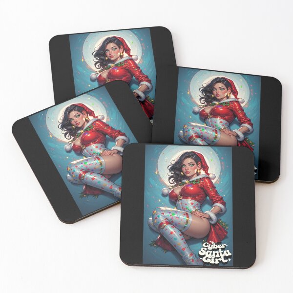 Item preview, Cyber Santa Girl — Futuristic Christmas Pin-Up with Neon Retro Glam designed and sold by Mark Mentzer.